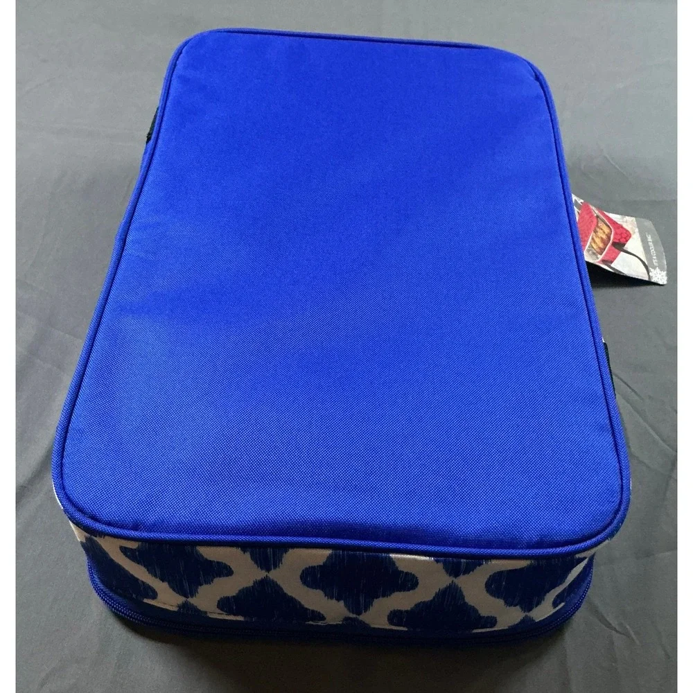 Igloo 9x13‎ Large Meal Carrier Insulated Cooler Bag Blue White Ikat Quatrefoil